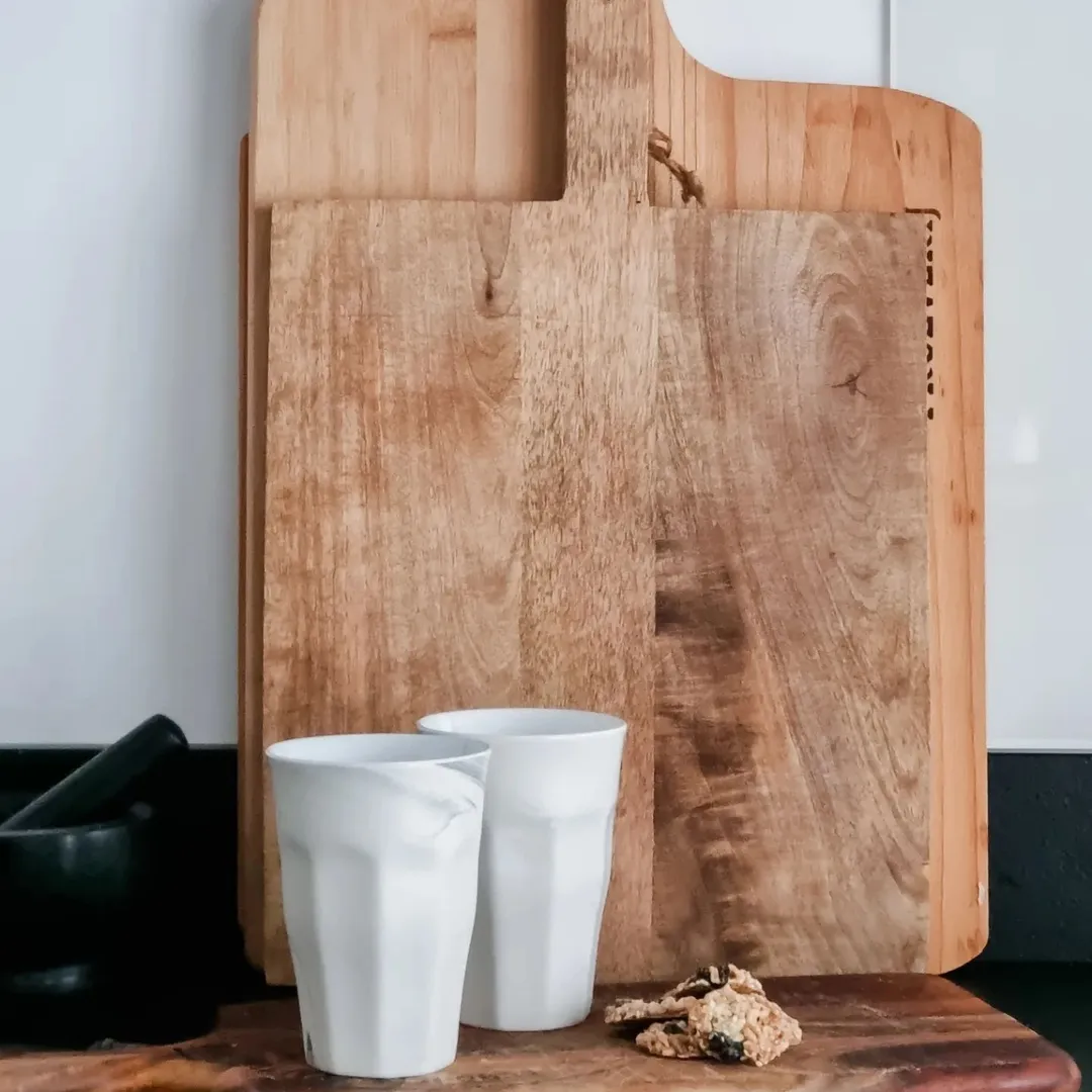 Borrelplank mangohout 38 x 30 cm rechthoek eigen tekst